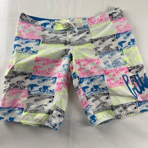 Billabong Men's board shorts size small pocket neon logo swimming beach sport